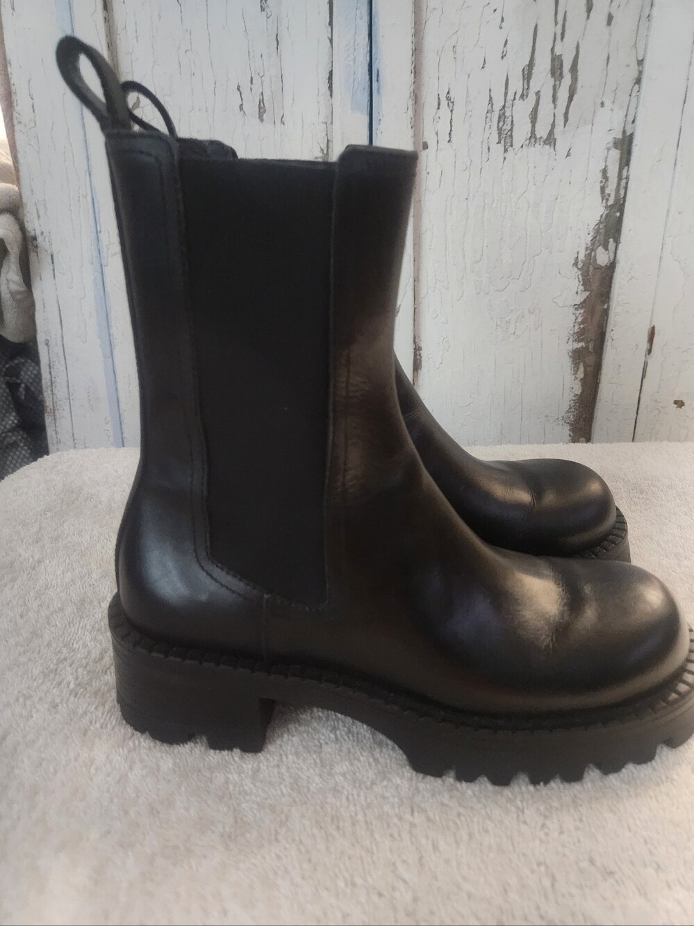 Versace Black Leather Chelsea Lug Boots - Stylish Women's Ankle Boots - New!